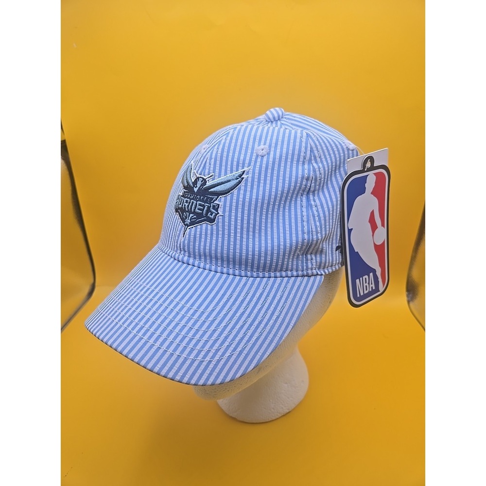 Charlotte Hornets Pro Standard Seersucker Hat Cap Blue White Striped NWT...